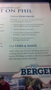 Phil Berger Jr. highlights his conservative credentials in a glossy direct mail piece.